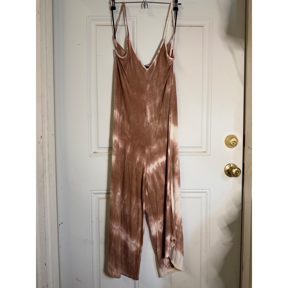 21 SAINTS Pink Tie Dye Wide Leg Capri Jumpsuit Small Boho Festival Beach Y2K